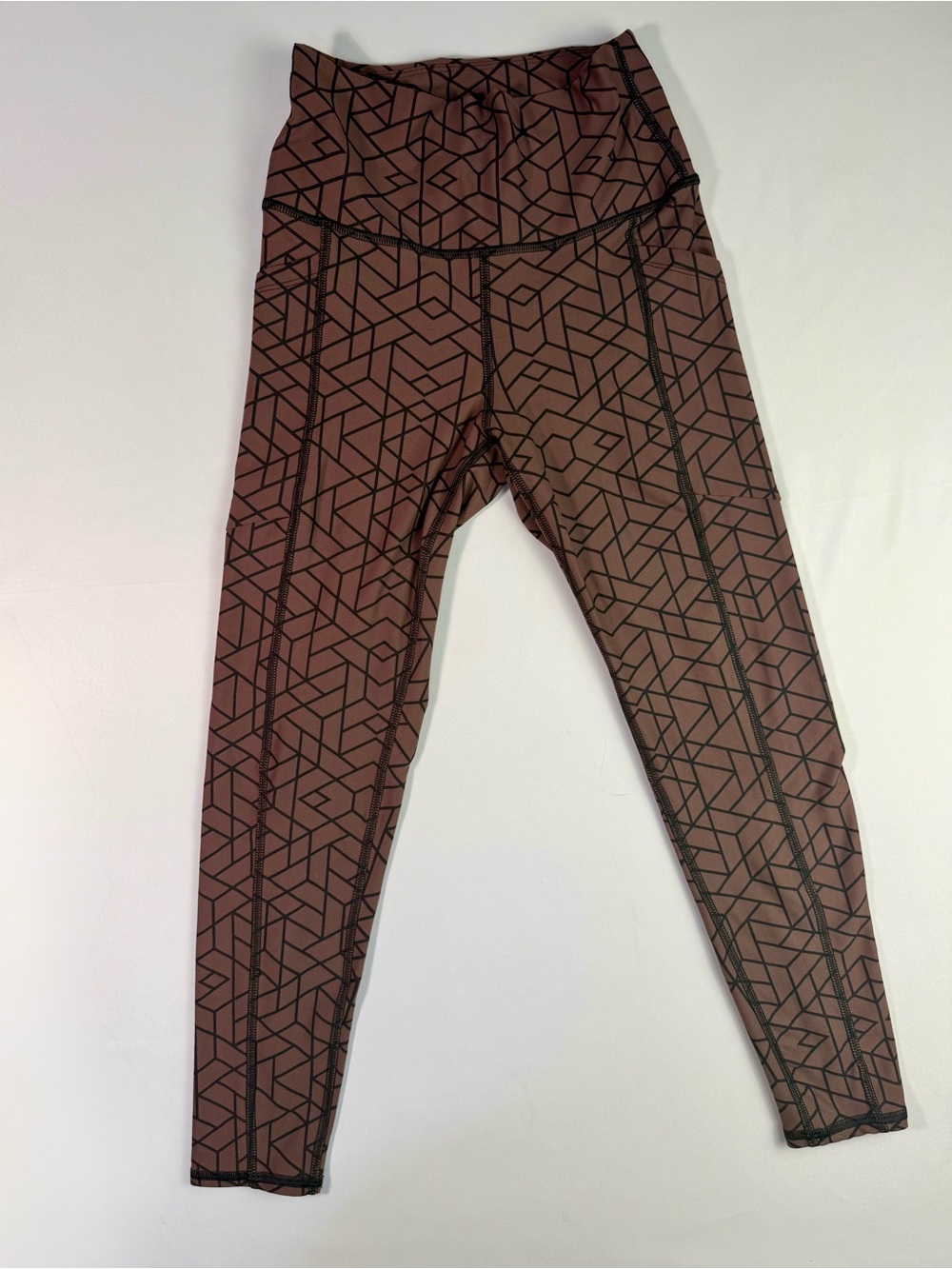 SAVVI Geo Women’s High-Rise Geometric Leggings - Brown